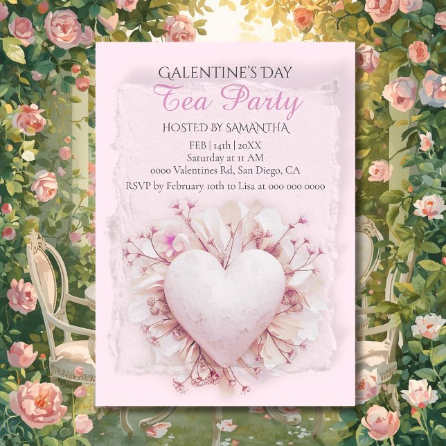 Invitación Blush Heart Galentine Tea Party Soft Romance Charm (Subido por el creador)