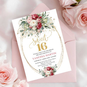 Invitación Blush Intemporal Verde Blanco Cumpleaños Dulces 16