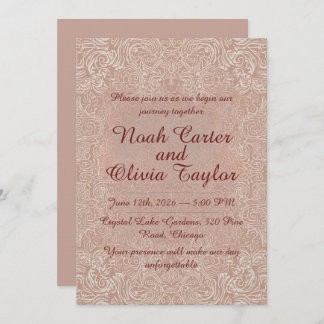 Invitación Blush Lace Elegant Wedding Invitation