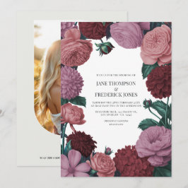 Invitación Blush Mauve, Flor de Melocotón y Terciopelo de Pal