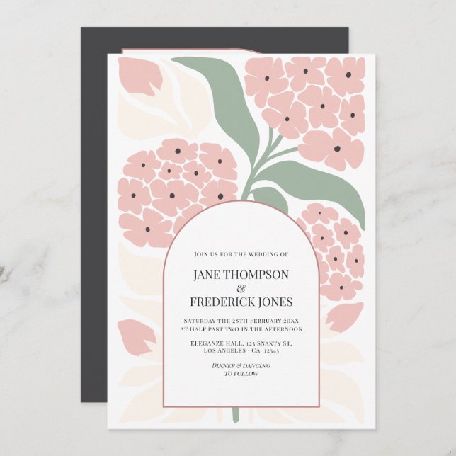 Invitación Blush Meadow Abstract Floral Modern Spring Wedding (Anverso / Reverso)