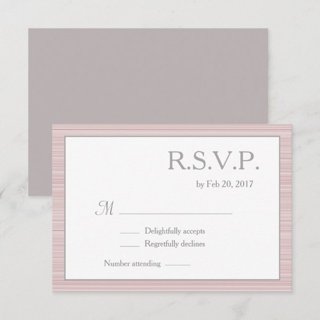 Invitación Blush minimalista blanco gris rayas rsvp (Anverso / Reverso)
