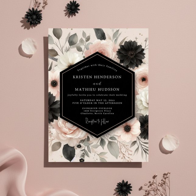 Invitación Blush Moody Floral Romance Wedding (Subido por el creador)