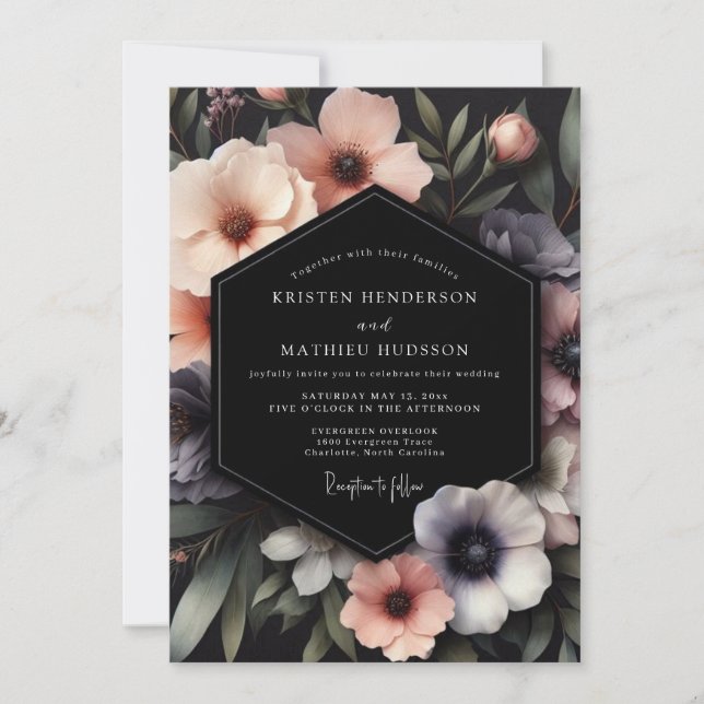 Invitación Blush Noir Moody Wedding (Anverso)