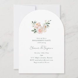 Invitación Blush Peony Floral Arch Minimal Engagement Party