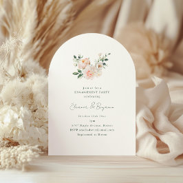 Invitación Blush Peony Floral Arch Minimal Engagement Party