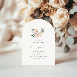 Invitación Blush Peony Floral Pink Arch Minimal Bridal Shower