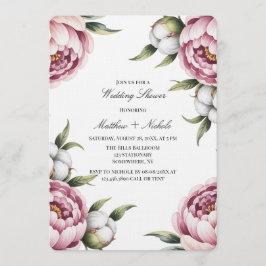 Invitación Blush Pink and Cotton Wedding Shower