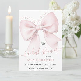 Invitación Blush Pink Bow She's Tying the Knot Bridal Shower