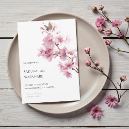 Invitación Blush Pink Cherry Blossom Flower Japanese Wedding