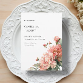 Invitación Blush Pink Coral Peony Watercolor Floral Wedding