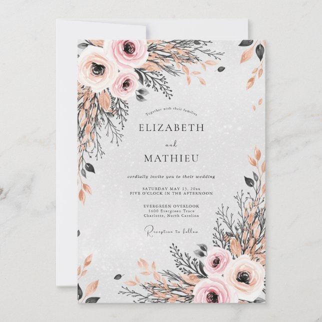 Invitación Blush Pink Divine Spring Wedding (Anverso)