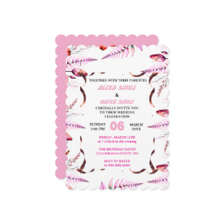 Invitación Blush Pink Elegant Gold Wedding Invitation , Whit
