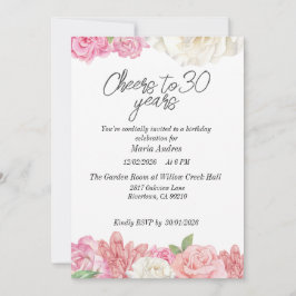 Invitación Blush pink floral birthdayInvitation
