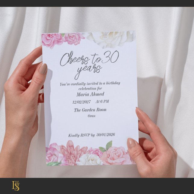Invitación Blush pink floral birthdayInvitation (Subido por el creador)