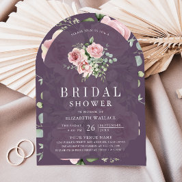 Invitación Blush Pink Floral Dusty Purple Bridal Shower