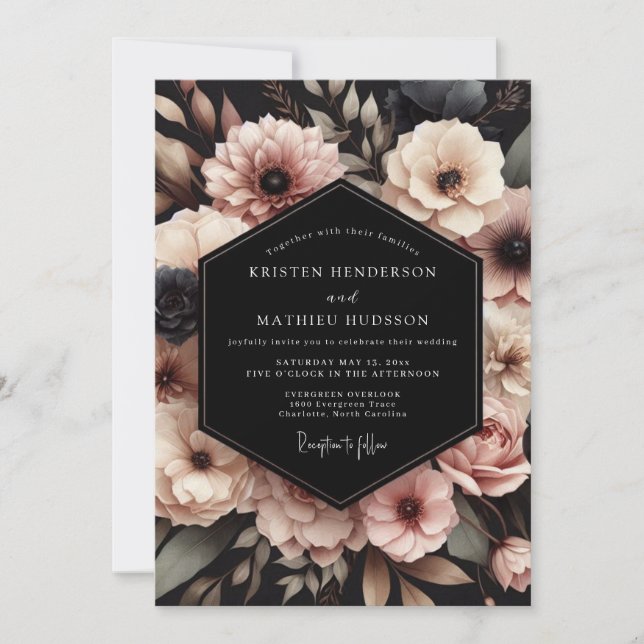 Invitación Blush Pink Floral Elegance Wedding (Anverso)