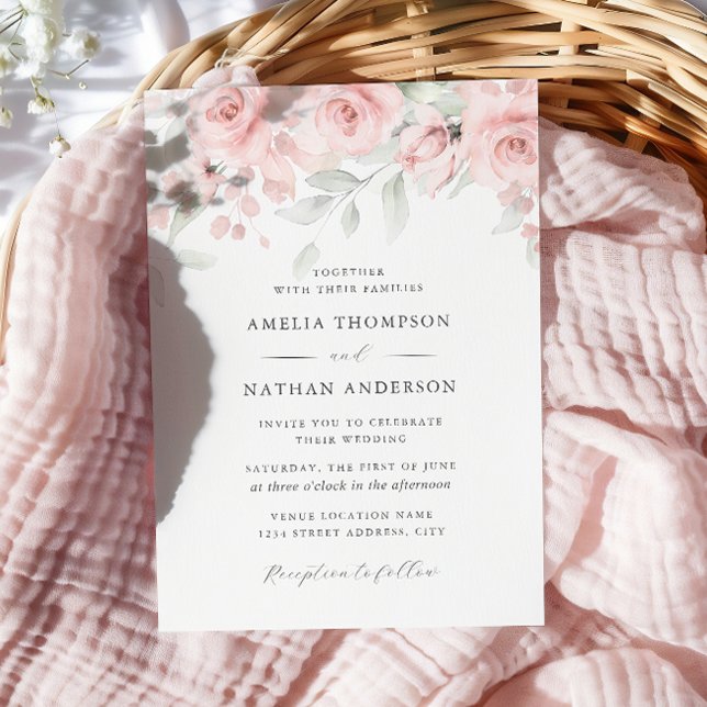 Invitación Blush Pink Floral Elegant Wedding  (Subido por el creador)