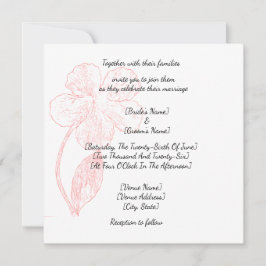 Invitación Blush Pink Floral Line Art Wedding