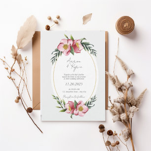 Invitación Blush Pink Floral Oval Wedding Invitation