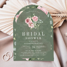 Invitación Blush Pink Floral Sage Green Bridal Shower