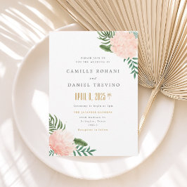 Invitación Blush Pink Floral Wedding Invitation with Elegant 