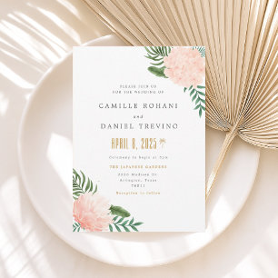 Invitación Blush Pink Floral Wedding Invitation with Elegant