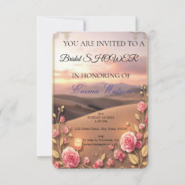 Invitación blush pink gold bridal shower elegant solid colour