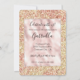 Invitación Blush Pink Gold Glitter Ombre