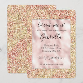 Invitación Blush Pink Gold Glitter Ombre