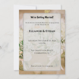 Invitación Blush Pink & Gold Glitter Rustic Elegant Wedding I