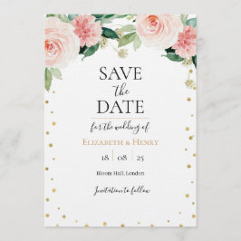 Invitación Blush pink gold peony floral wedding save the date