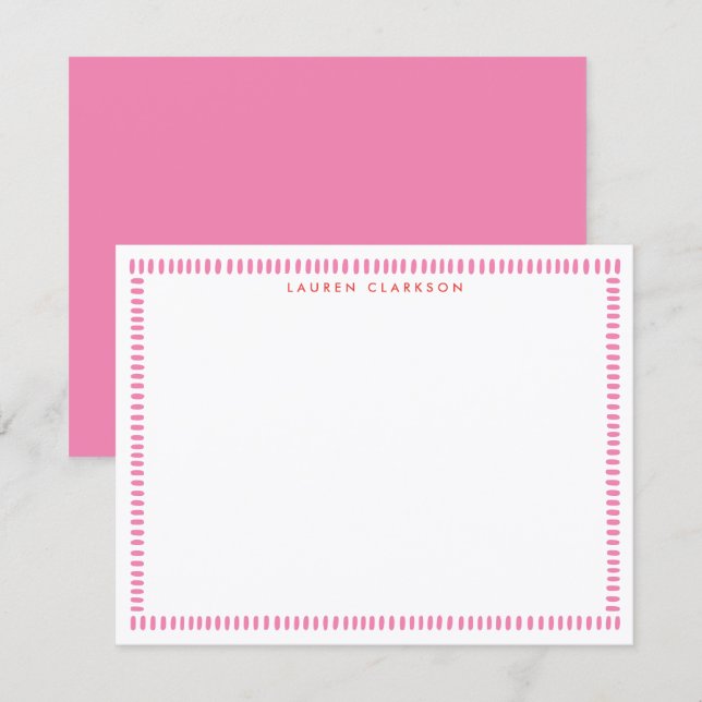 Invitación Blush Pink Hand Painted Stripe Border Note card (Anverso / Reverso)