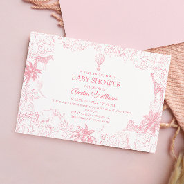 Invitación Blush Pink Jungle Safari Animals Baby Shower