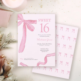 Invitación Blush Pink lazo de cinta coquette Sweet 16 
