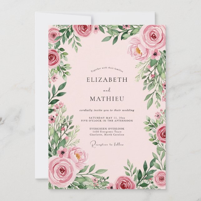 Invitación Blush Pink Luminous Botanical Wedding (Anverso)