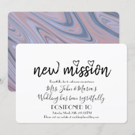 Invitación Blush Pink Marble Nuevo Cambio de Fecha de Boda