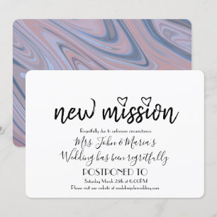 Invitación Blush Pink Marble Nuevo Cambio de Fecha de Boda