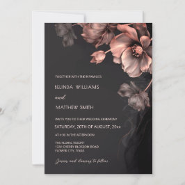 Invitación Blush Pink Metallic 3 D Flowers Wedding Invitation