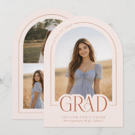 Invitación Blush Pink Modern 5 Photo Graduation Announcement