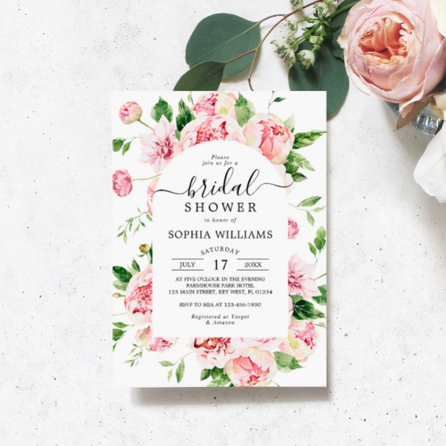 Invitación Blush Pink Peonies Flowers Bridal Shower (Subido por el creador)