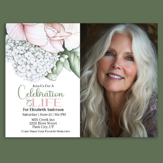 Invitación Blush Pink Peony Celebration Of Life Invitation