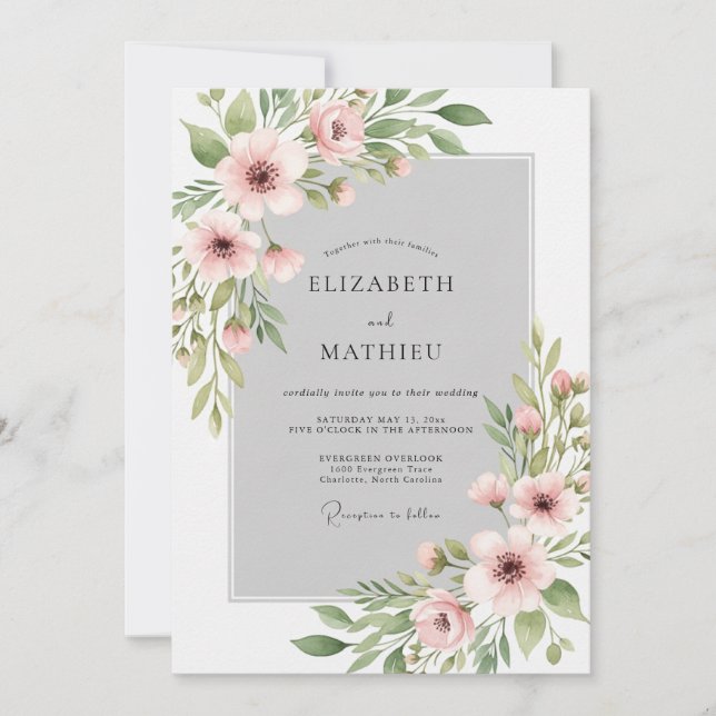 Invitación Blush Pink Polished Watercolor Wedding (Anverso)