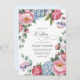 Invitación Blush Pink, Powder Blue & Lavender Floral Wedding