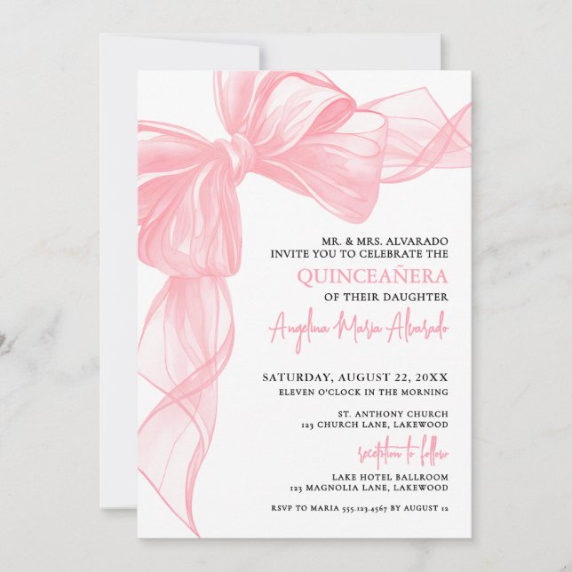 Invitación Blush Pink Quinceanera (Anverso)