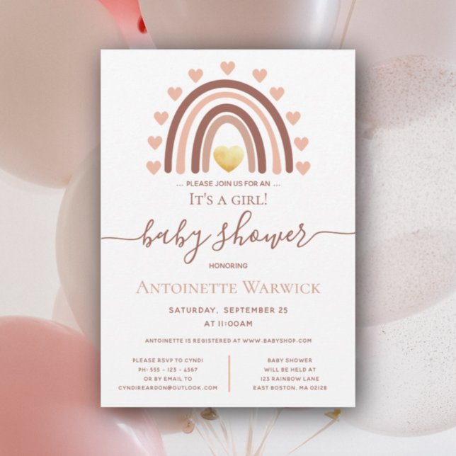 Invitación Blush Pink Rainbow Baby Shower (Subido por el creador)