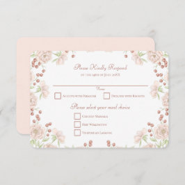 Invitación Blush Pink Rose Wedding RSVP Reply