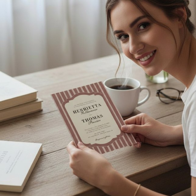 Invitación Blush Pink Striped Elegant Wedding Invitation (Subido por el creador)