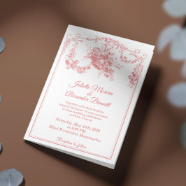Invitación Blush Pink Toile de Jouy Paris Wedding Invitation