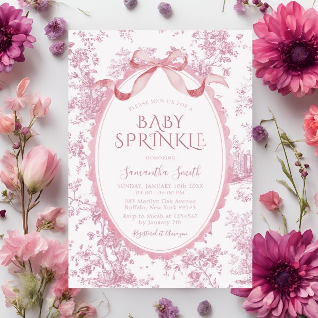 Invitación Blush Pink Vintage Chinoiserie Girl Baby Sprinkle (Subido por el creador)